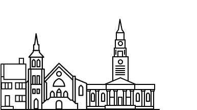 Line drawing of Charleston city Skyline