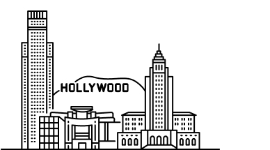 Line drawing of Los Angeles city skyline