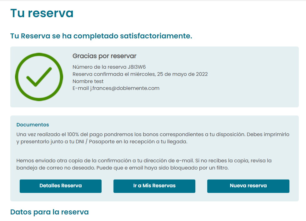 Correo de confirmacion de reserva