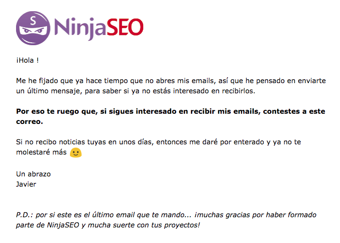 Ultimo email de recuperación