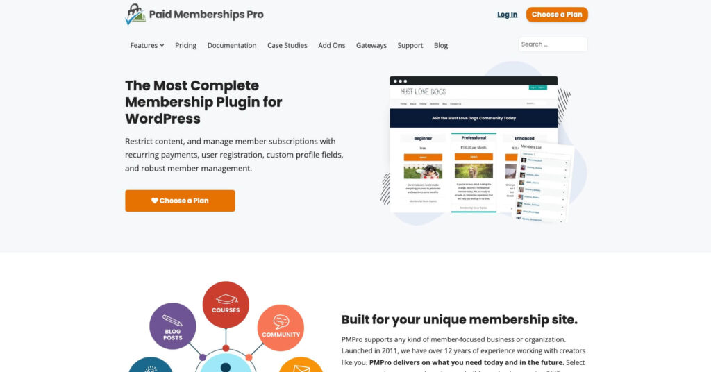 Paid Membership Pro WooCommerce Subscription Plugin Landing Page