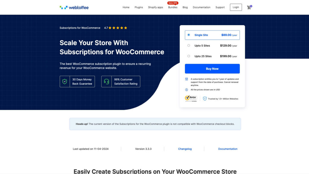 Subscriptions for WooCommerce by WebToffee WooCommerce Subscription Plugin Landing Page