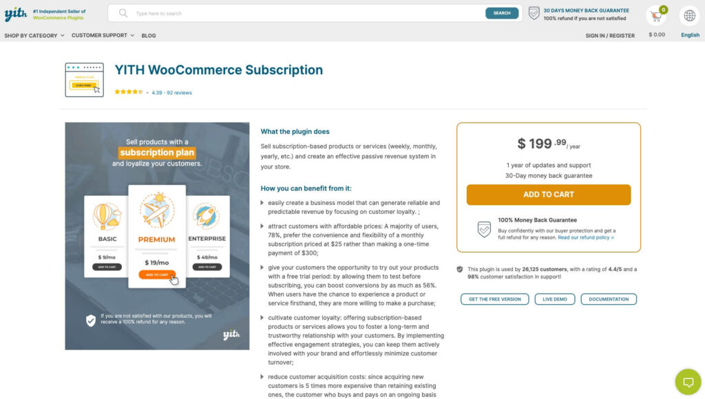 YITH WooCommerce Subscription WooCommerce Subscription Plugin Landing Page