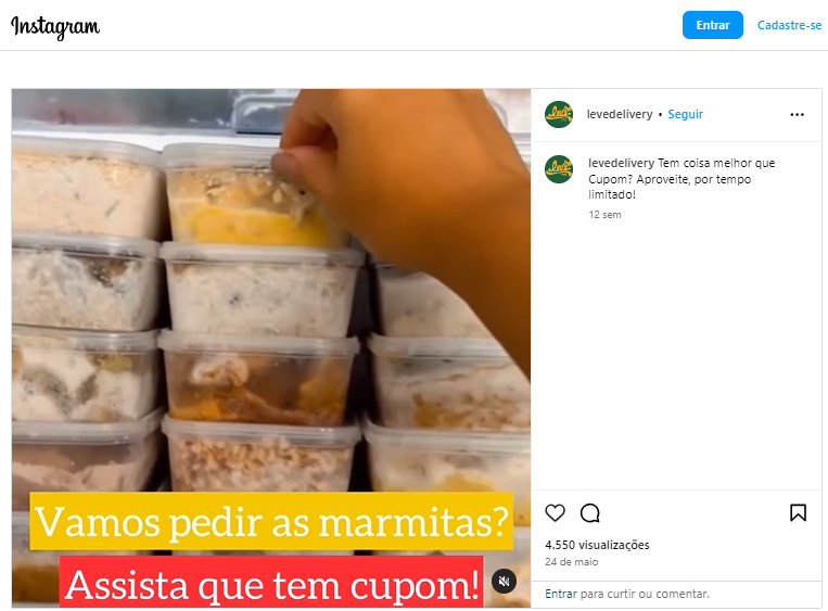 anúncio de remarketing da Leve Delivery