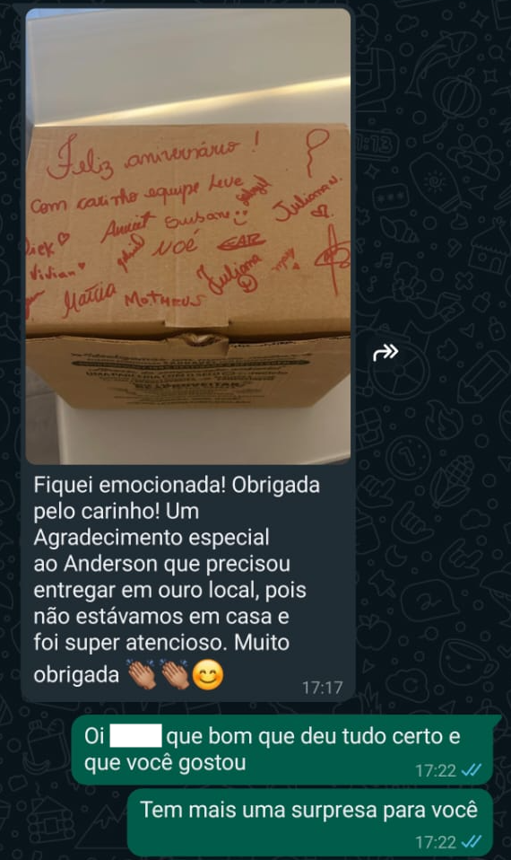 feedback de cliente da Leve Delivery